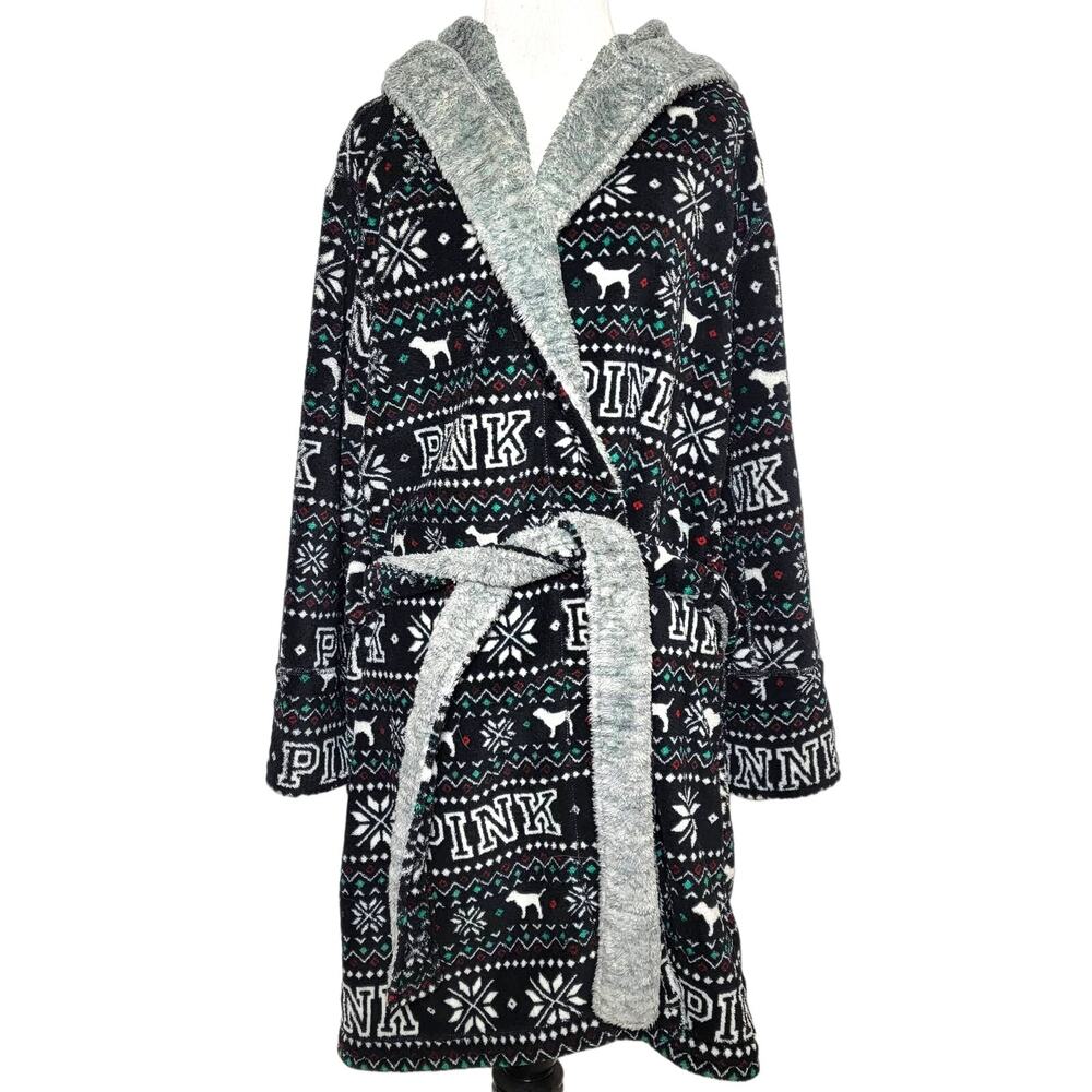 Pink Victoria's Secret Reversible Plush Robe SZ XS